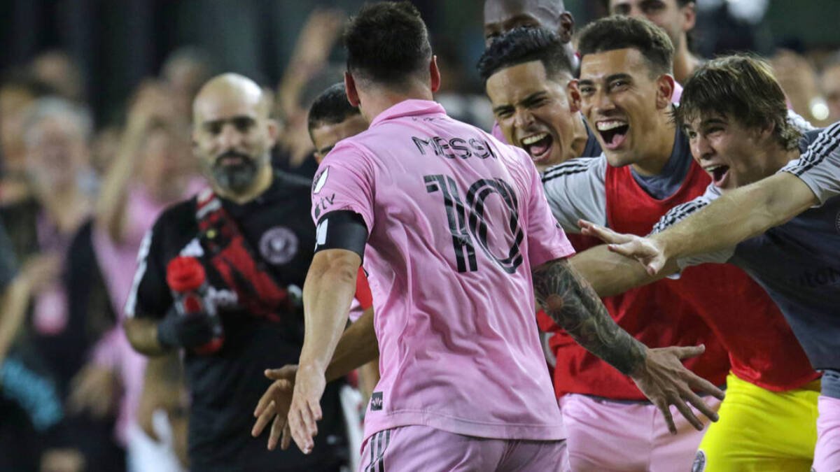 Messi celebrando un gol con el Inter de Miami