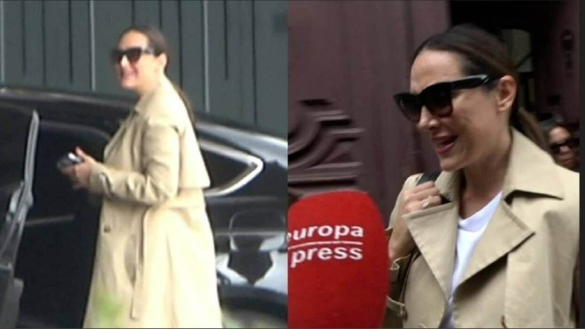Tamara Falcó saliendo de su domicilio para ir al aeropuerto.