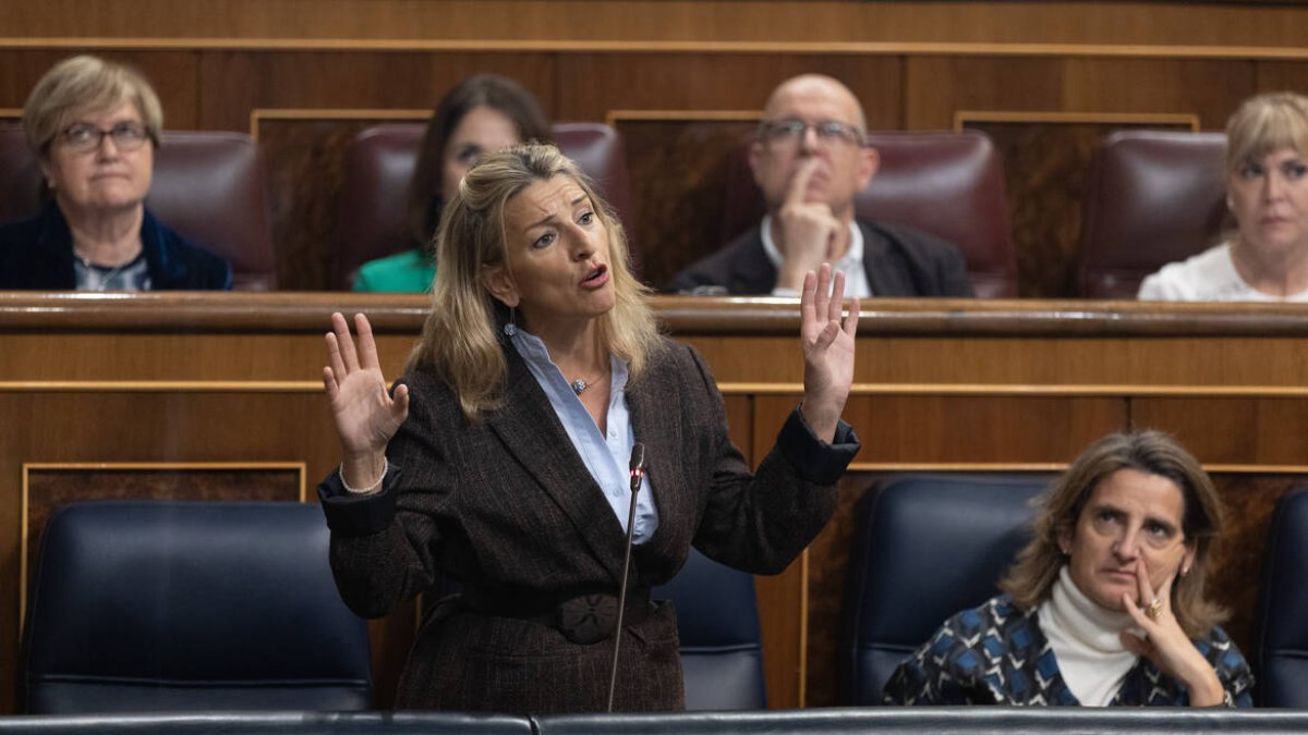 Yolanda Díaz, este miércoles en el Congreso de los Diputados.