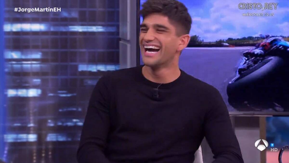 El piloto Jorge Martín, subcampeón del mundo de Moto GP, durante su visita a 'El Hormiguero' de Pablo Motos.