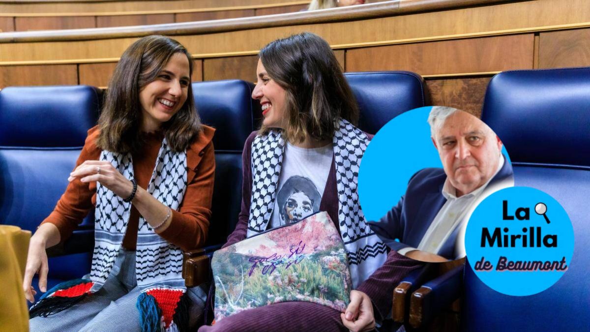 Belarra y Montero con pañuelos palestinos.