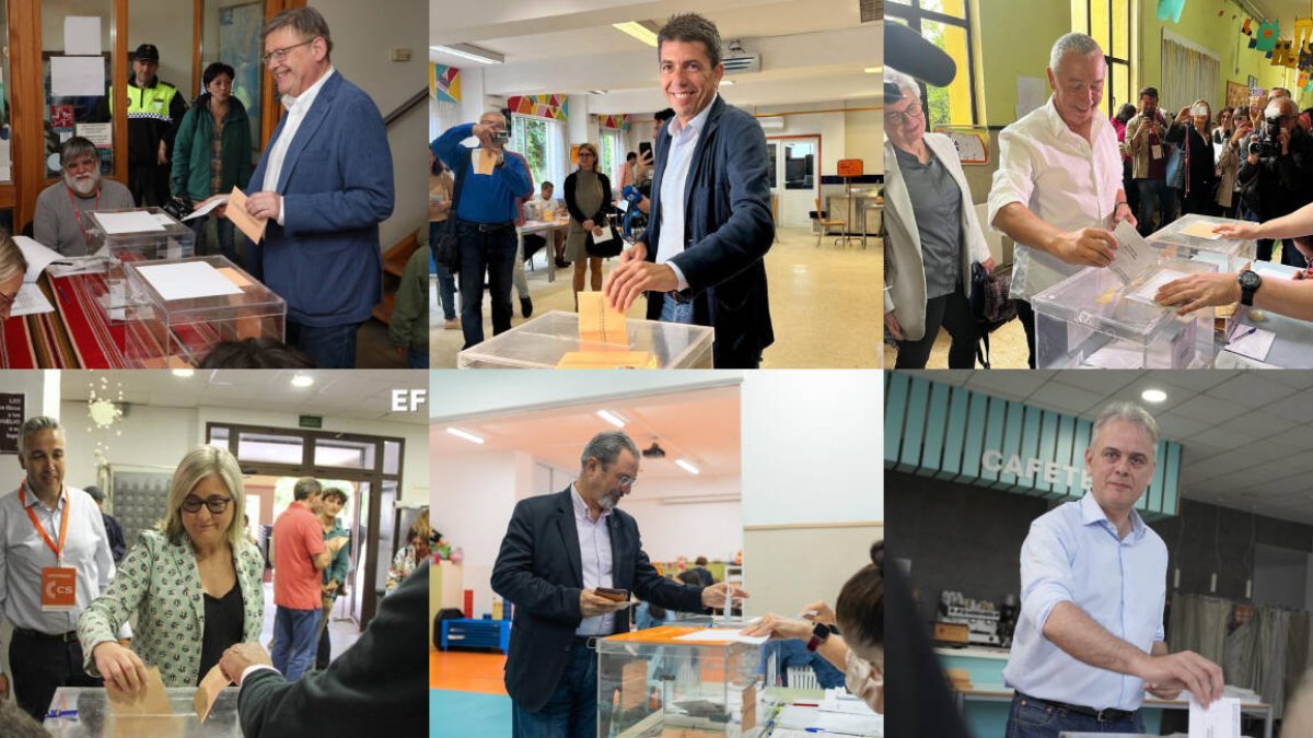 Los candidatos autonómicos a la Presidencia de la Generalitat ejecn su derecho a voto.