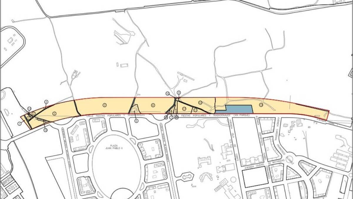 Plano de la exportación de suelos en la Vía Parque