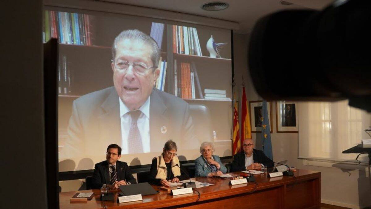 Eduardo Ranz, Dolors Pedròs, Paca Sahauquillo, Domingo García Marzá y Federico Mayor Zaragoza que intervino mediante video conferencia.