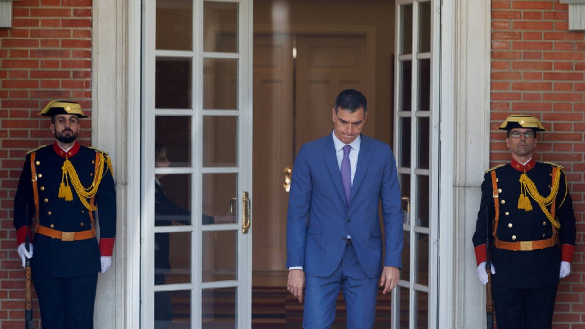 El presidente del Gobierno, Pedro Sánchez, en el Palacio de la Moncloa