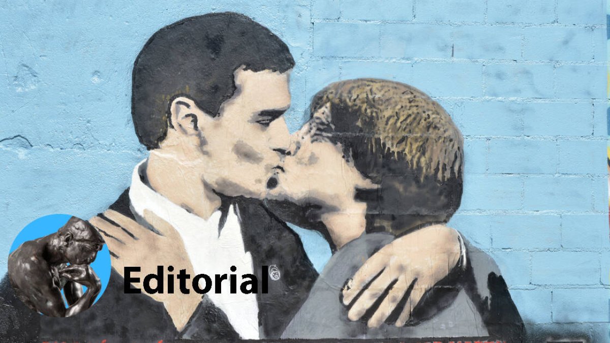 Mural de Puigdemont con Sánchez