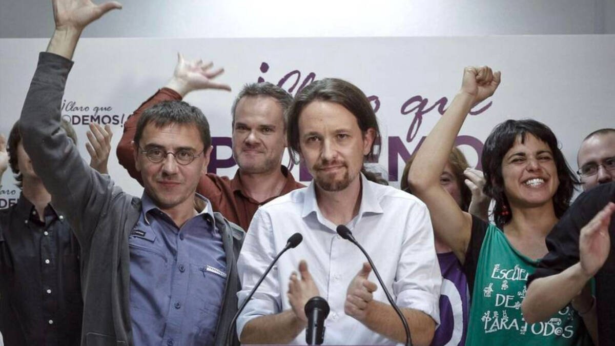 Podemos la noche de las europeas de 2014 tras dar la sorpresa