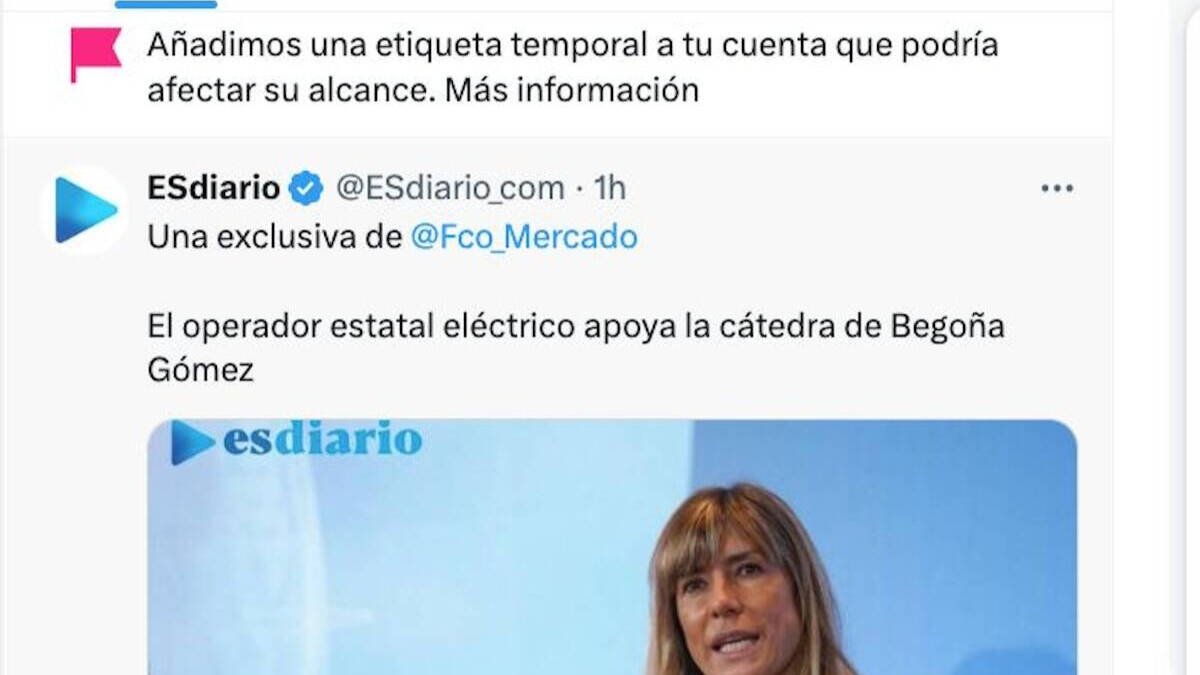 Imagen del aviso en X del 'etiquetado' de nuestra cuenta en esa red social