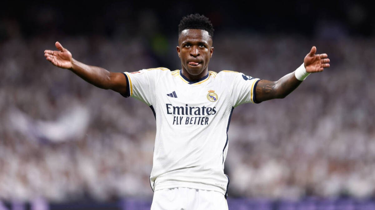 Vinicius, durante un partido en el Santiago Bernabéu.