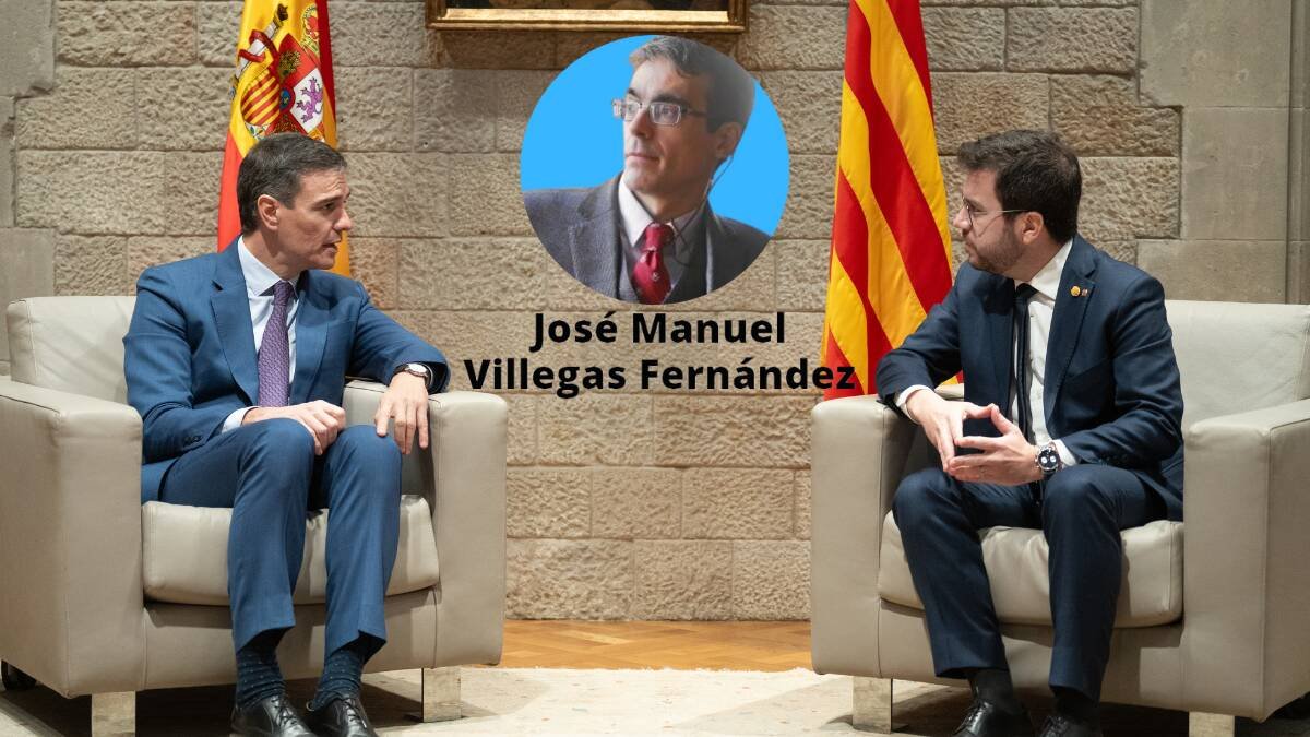 El presidente del Gobierno, Pedro Sánchez, en su reunión con el presidente de la Generalitat de Cataluña, Pere Aragonés.