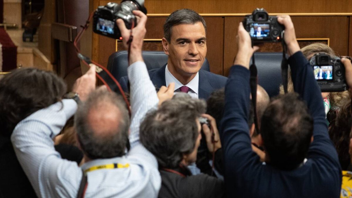 Pedro Sánchez durante el debate de investidura