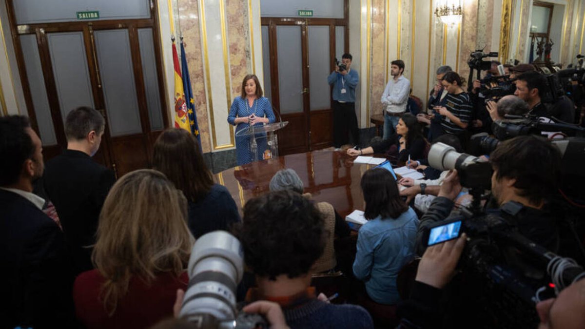 Francina Armengol comparece en el Congreso ante la prensa para dar explicaciones sobre la trama Koldo