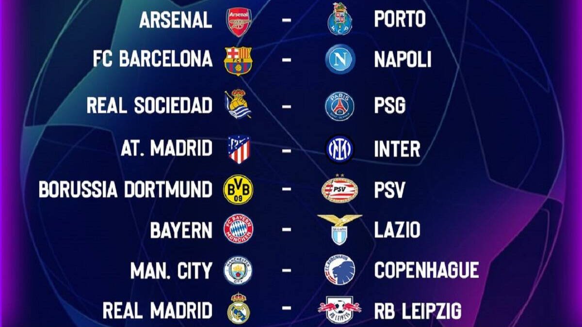 Cruces de octavos de la Champions.