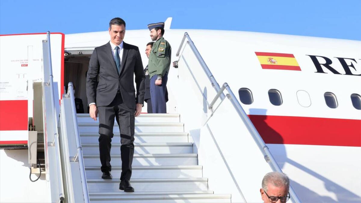 Sánchez bajando del Falcon, en una imagen de archivo
