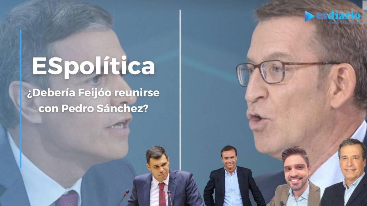En el fondo de la imagen se ve a Pedro Sánchez cara a cara con Alberto Núñez Feijóo