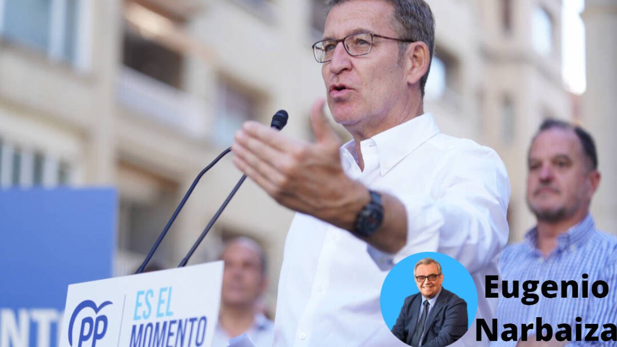 Feijóo e Iturgáiz, presidente del PP en el País Vasco, en un mitin para las generales