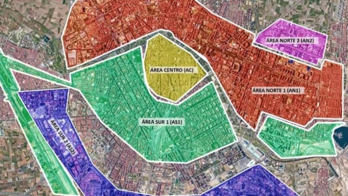 Mapa de Zonas de Bajas Emisiones de Valencia.