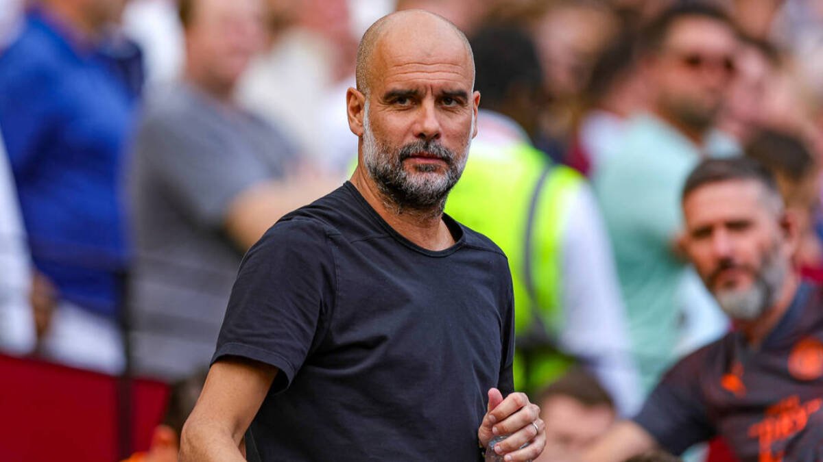 Pep Guardiola, durante un partido del Manchester City.