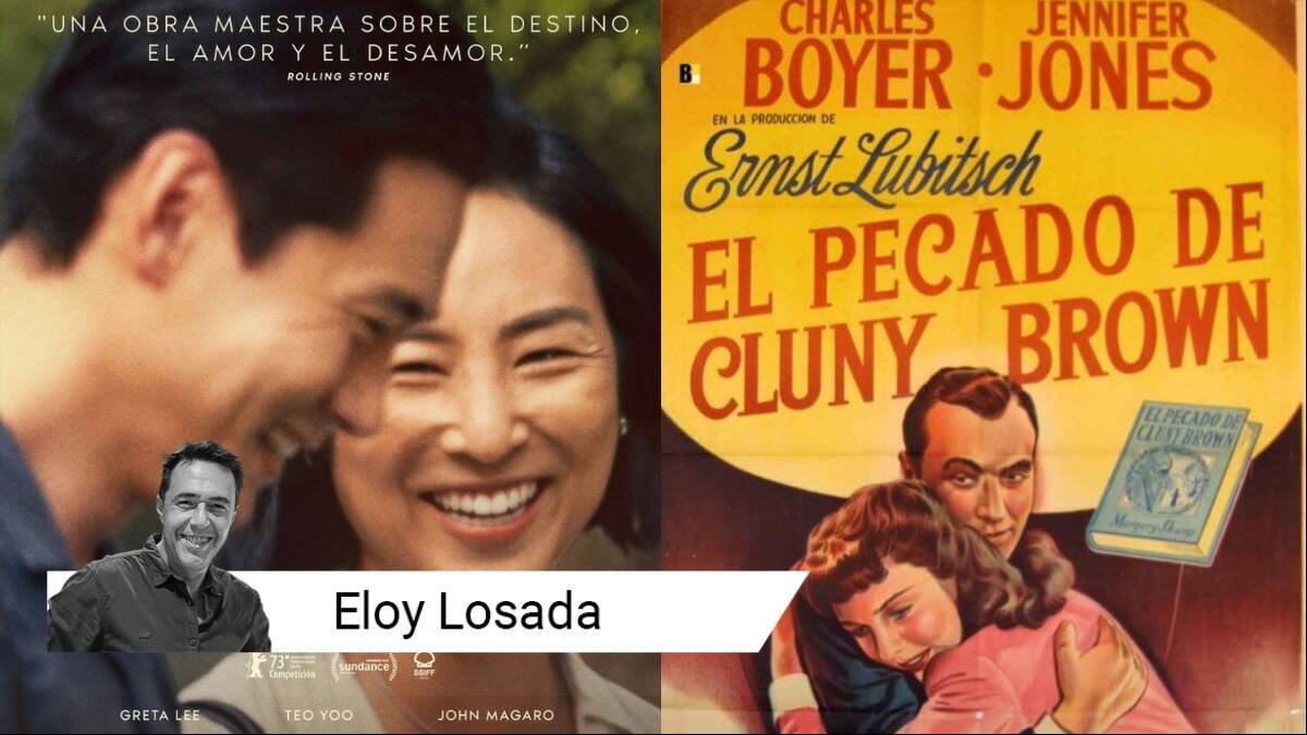 Carteles de 'Vidas pasadas' y 'El pecado de Clunny Brown'.