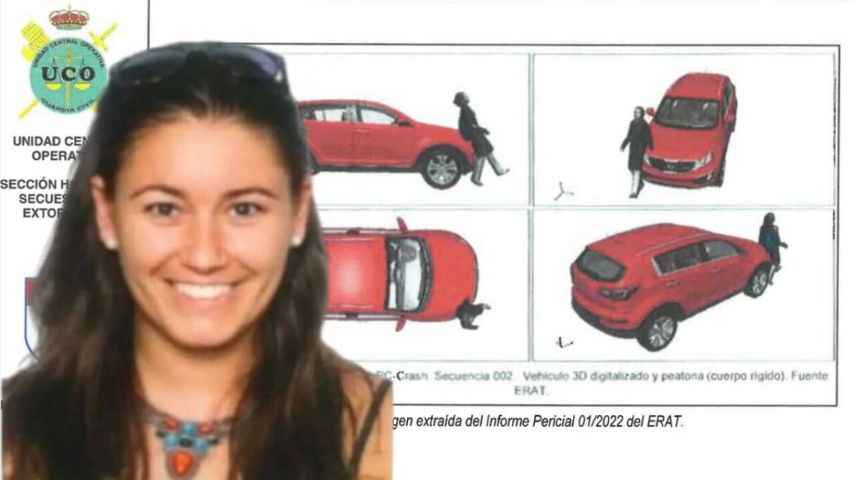 Montaje con la imagen de la víctima, Esther López, y la reconstrucción de su atropello