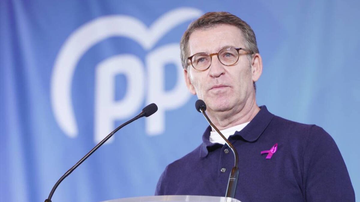 Alberto Núñez Feijóo hoy, en el Congreso del PP en La Rioja