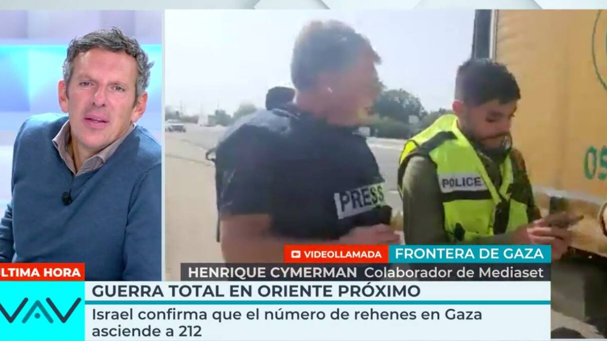 Momento del incidente en pleno directo de Telecinco.