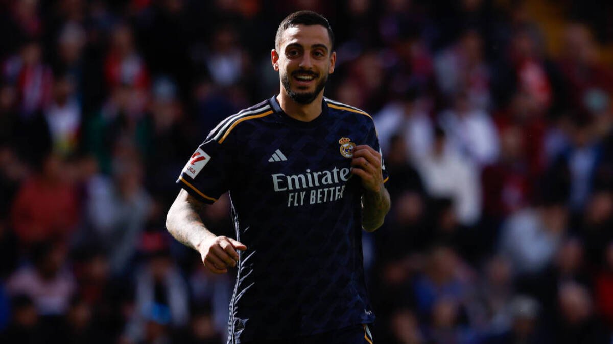 Joselu Mato, durante un partido del Real Madrid.