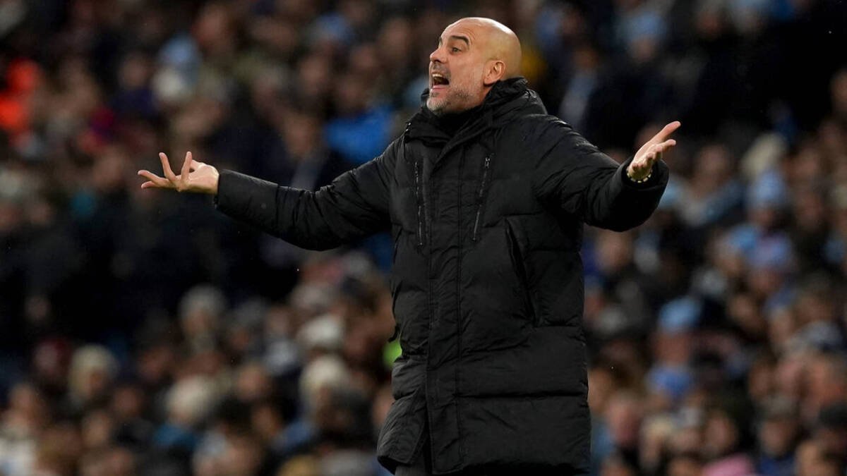 Pep Guardiola, durante un partido del Manchester City.