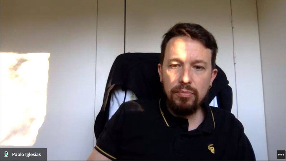 Pablo Iglesias, en una videoconferencia en la Complutense.