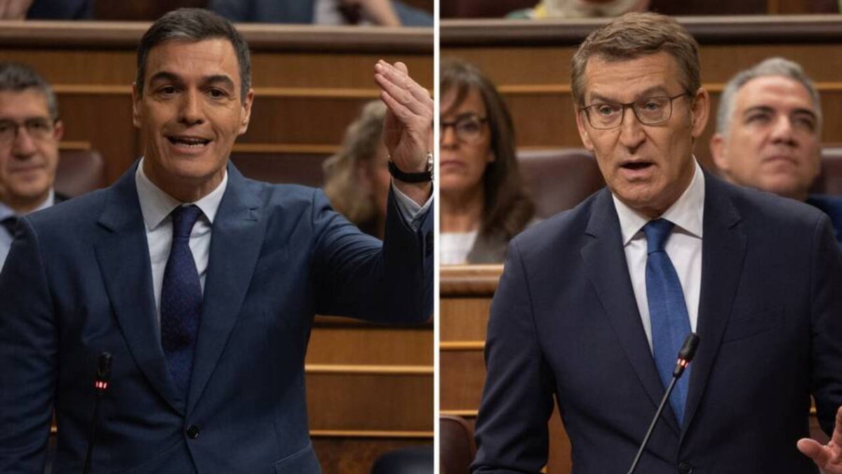 Pedro Sánchez junto a Núñez Feijóo en el Congreso