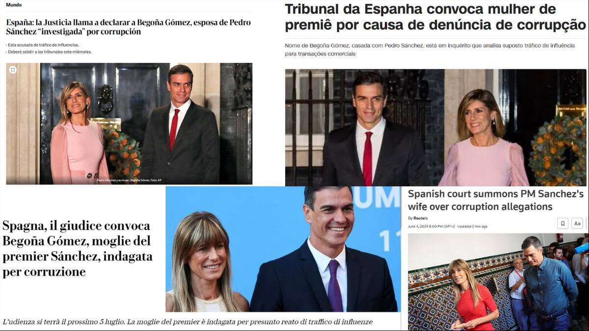 Recopilación de titulares de la prensa internacional sobre la citación a declarar de Begoña Gómez.