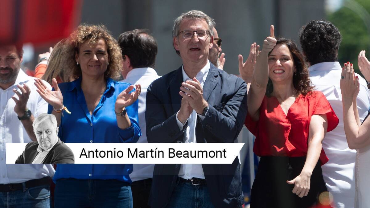 De izquierda a derecha: Dolors Montserrat, Alberto Núñez Feijóo e Isabel Díaz Ayuso.