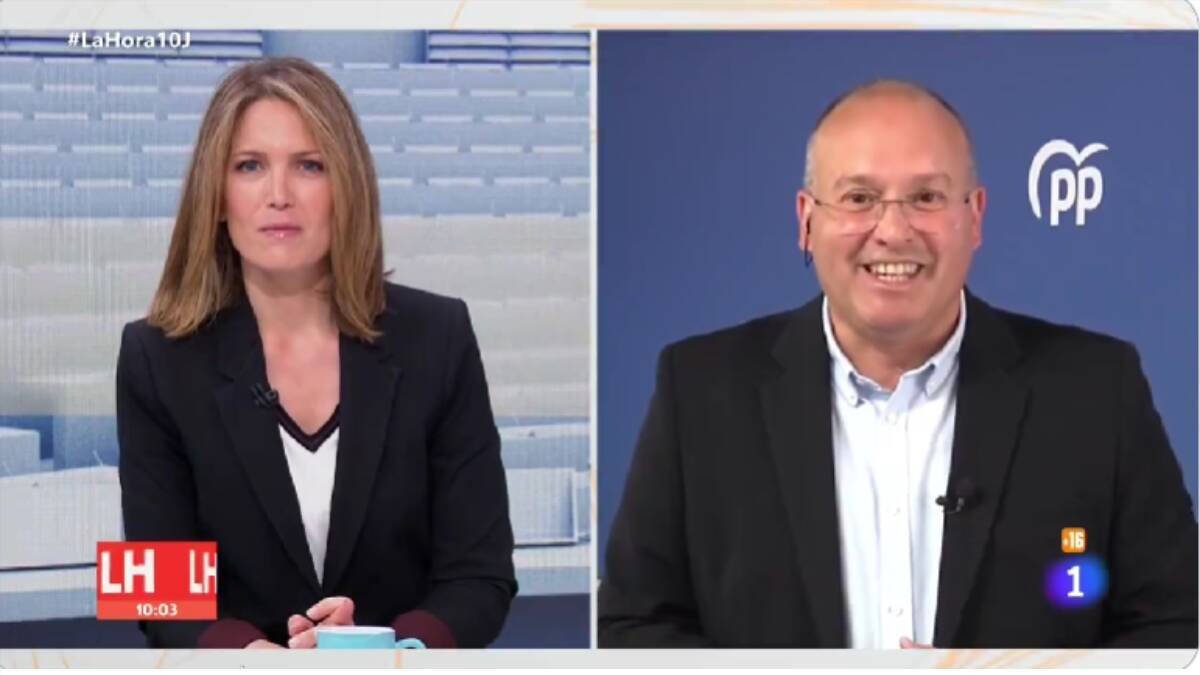 El portavoz del PP en el Congreso, Miguel Tellado, durante la entrevista en 'La Hora de la 1' de TVE.