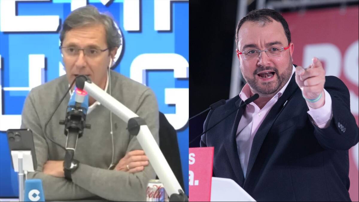 El director de 'Tiempo de juego' en COPE, Paco González, y el presidente del Principado de Asturias, Adrián Barbón.