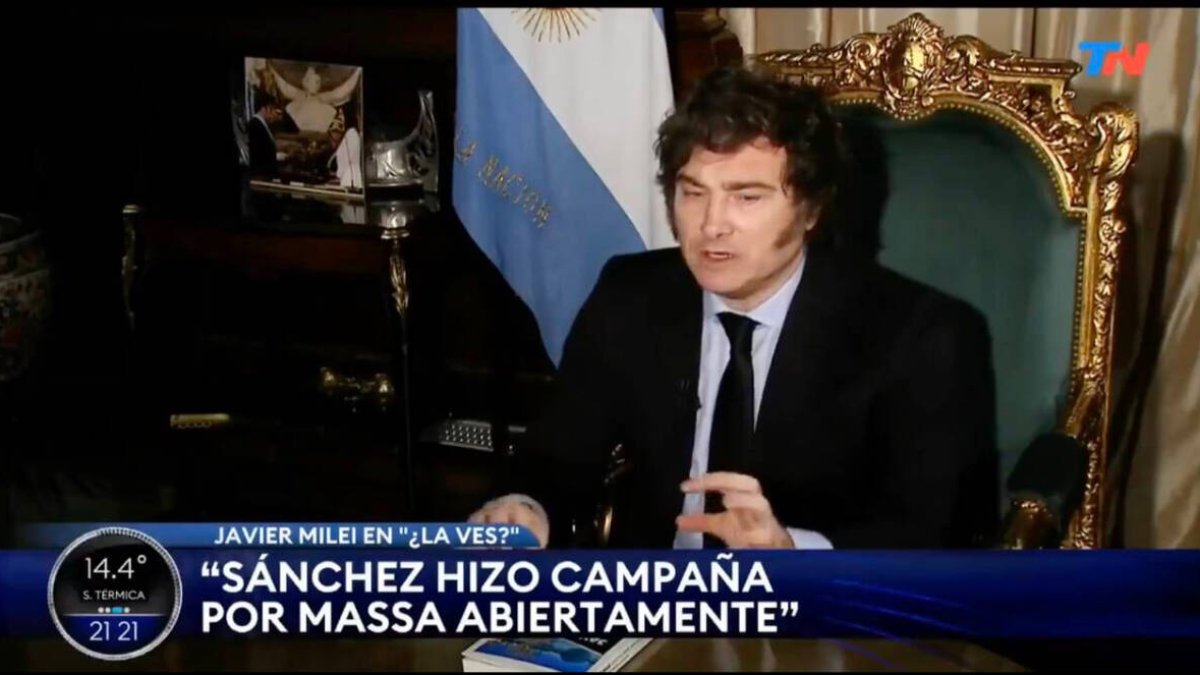 Javier Milei durante la entrevista