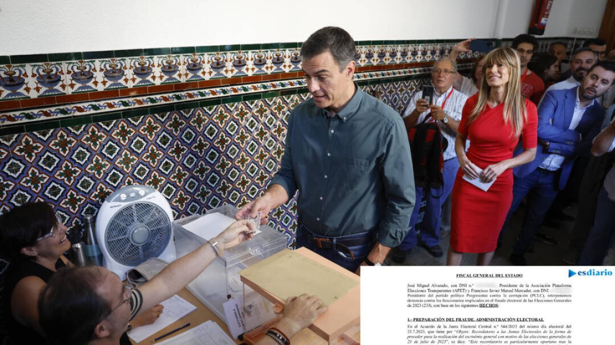 Pedro Sánchez y Begoña Gómez, votando el 23J.