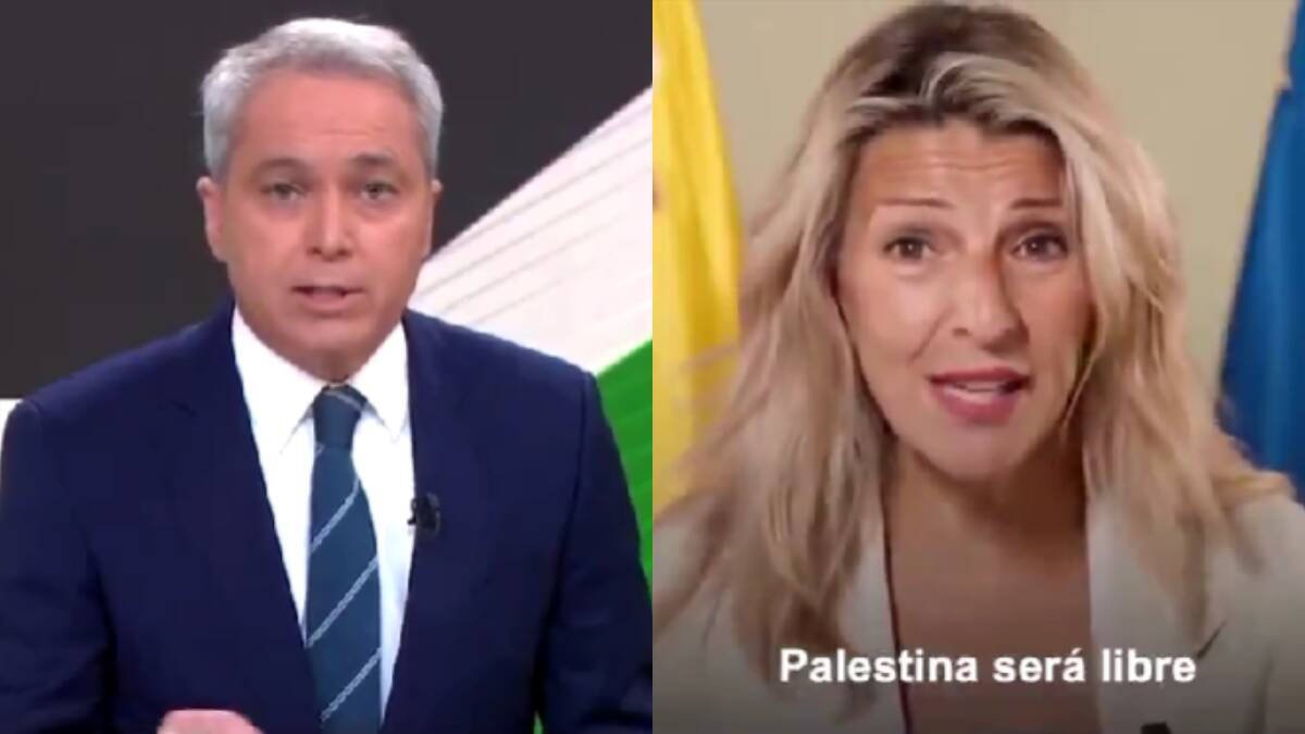 El presentador de informativos de Antena 3, Vicente Vallés, y la ministra y líder de Sumar, Yolanda Díaz.