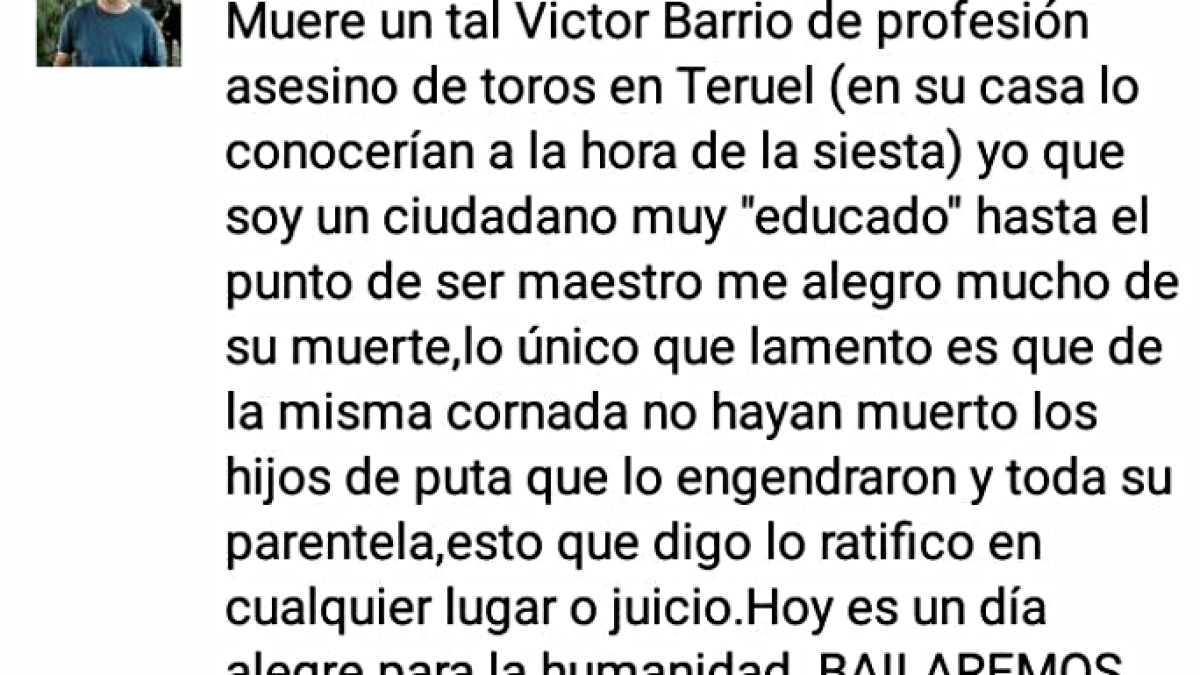 El mensaje que escribió en su Facebook.