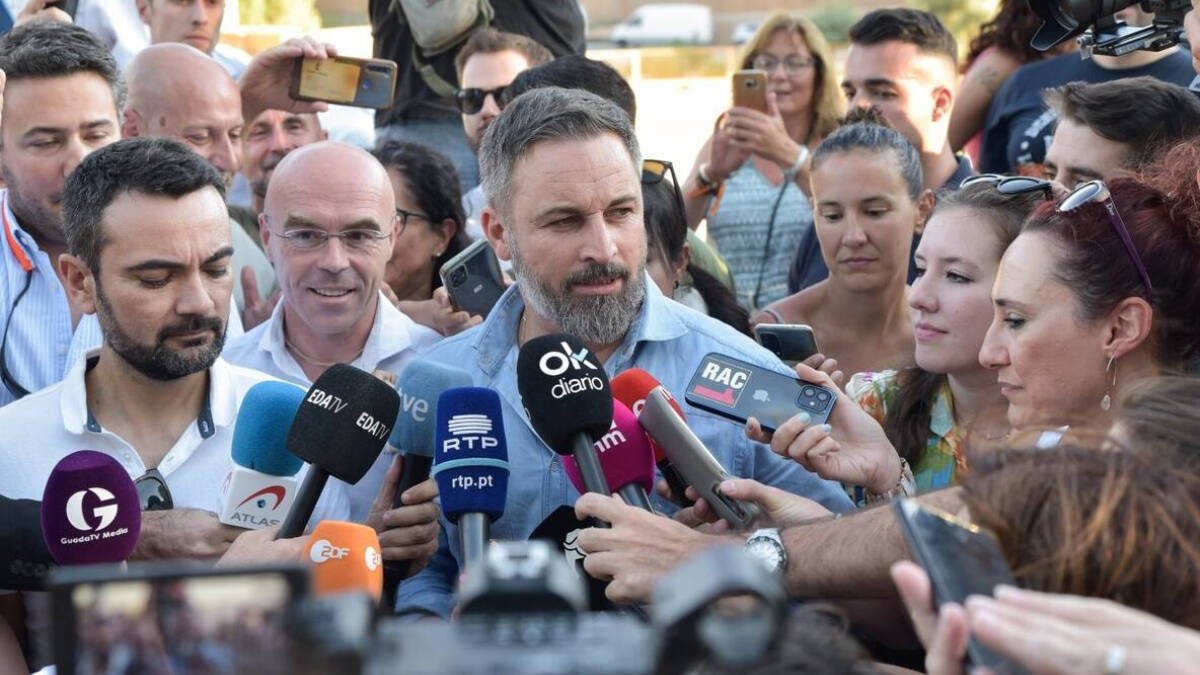 El líder de Vox y candidato a la Presidencia del Gobierno, Santiago Abascal, en un acto electoral en Guadalajara.