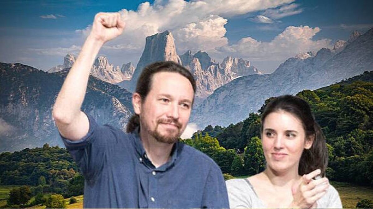 Iglesias y Montero, sobre un fondo de Asturias