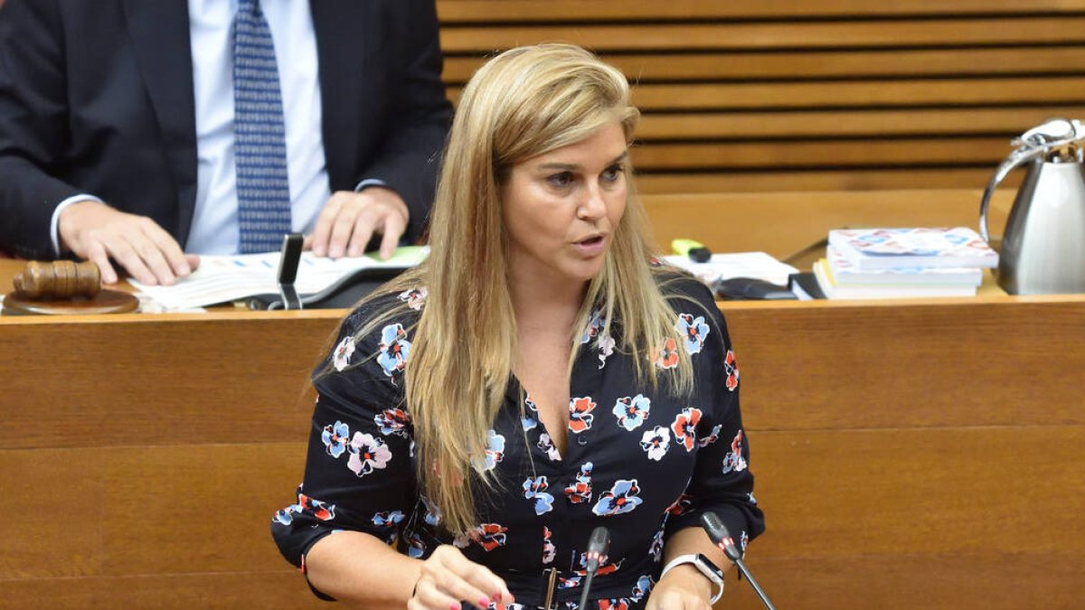 Eva Ortiz durante su intervención en Les Corts