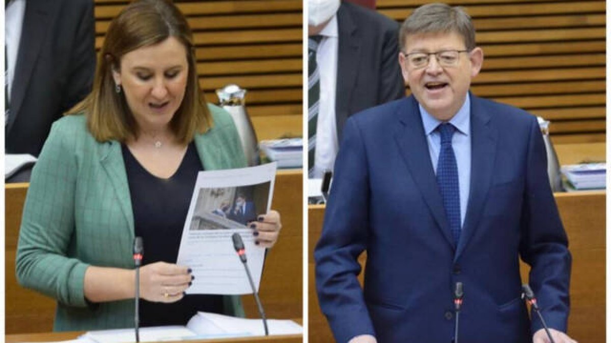 María José Catalá y Ximo Puig en la sesión de control