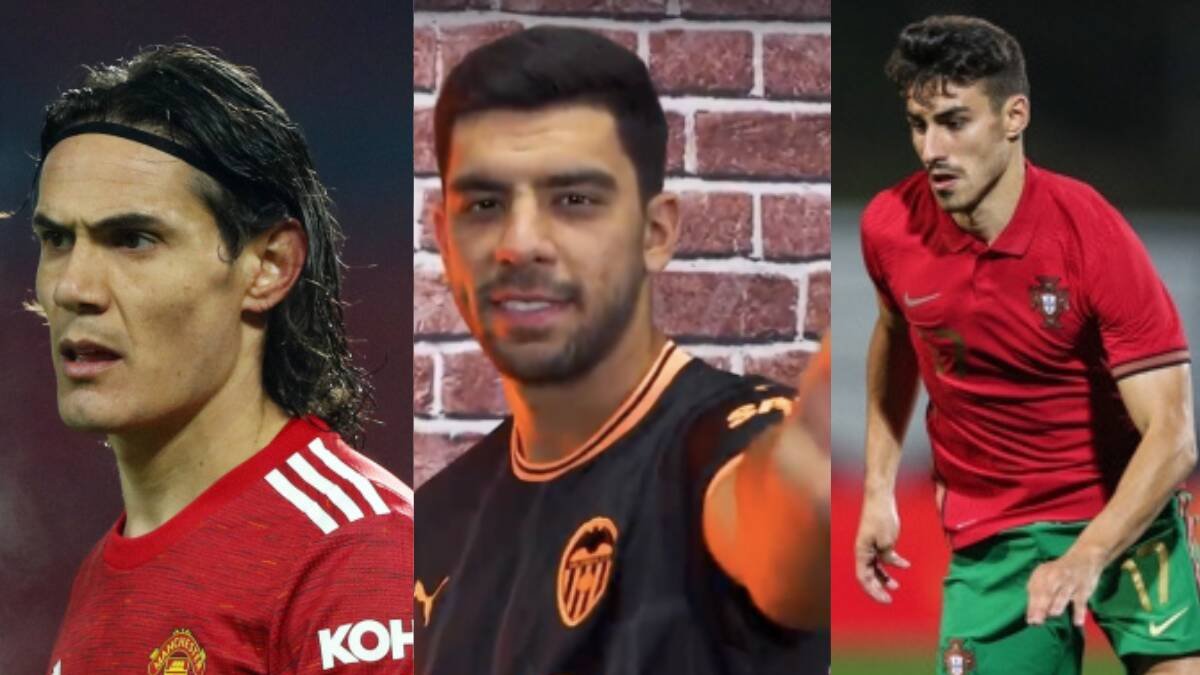 Cavani (izquierda), Özkacar (centro) y Almeida (derecha) - Montaje ESDIARIO CV