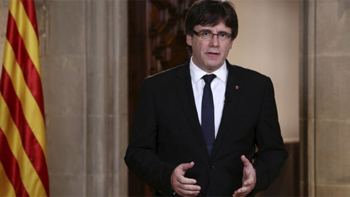 Puigdemont durante su mensaje televisado.