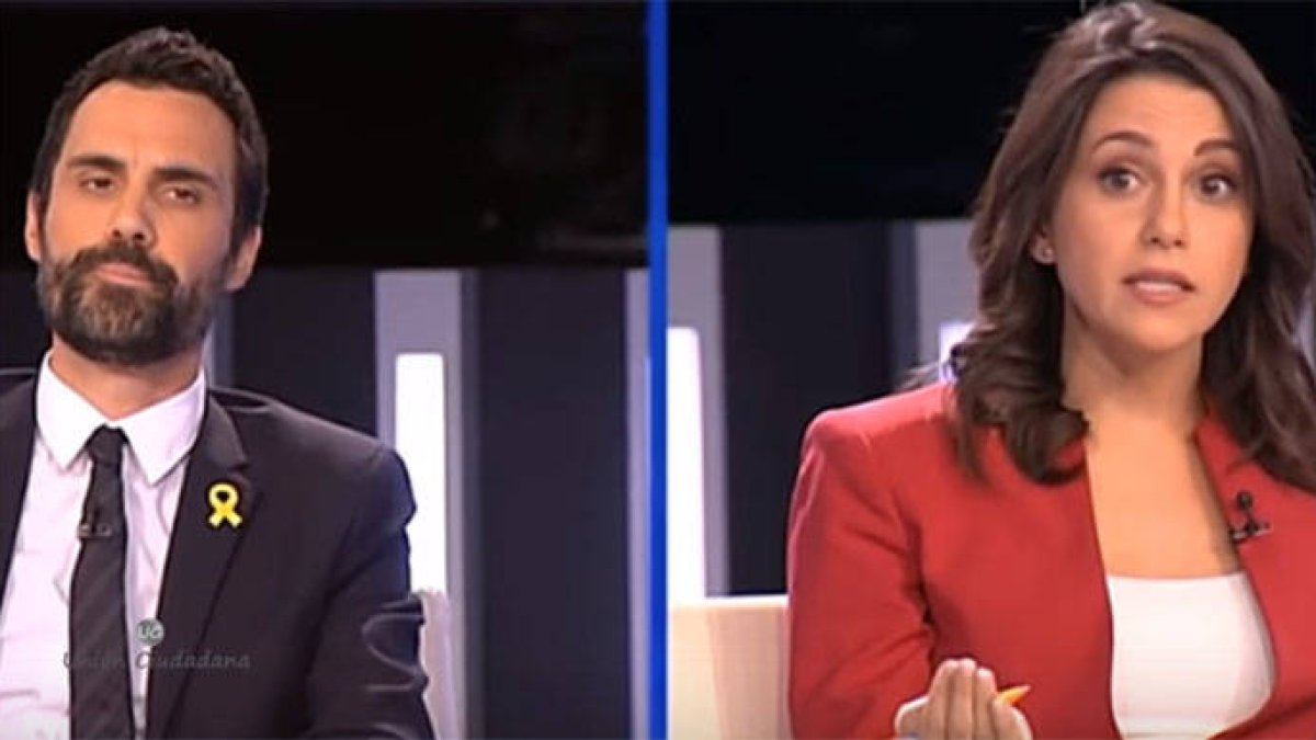 Inés Arrimadas y Roger Torrent, frente a frente.