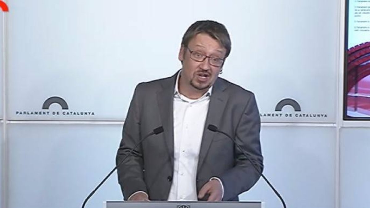 Xavier Domènech durante la rueda de prensa.