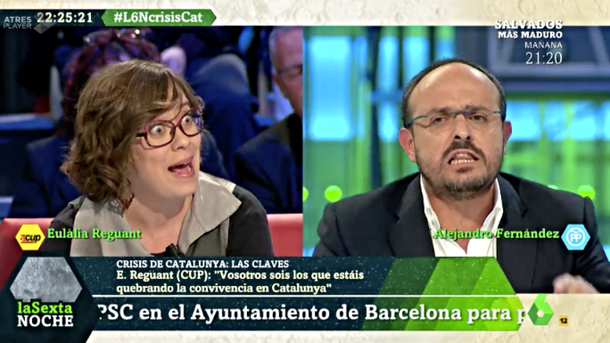 La representante de la CUP y el del PP, se enzarzan en 'La Sexta Noche'.