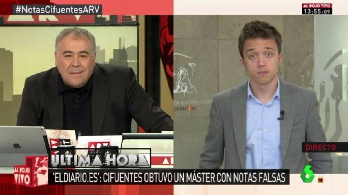Errejón durante una conexión con García Ferreras.
