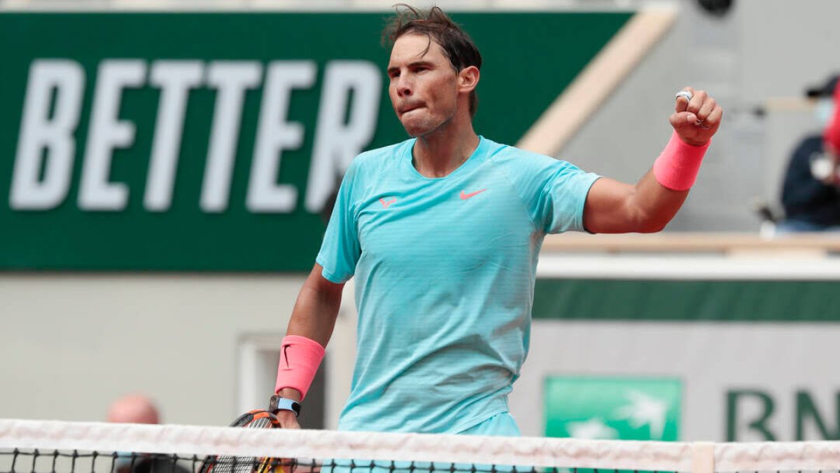 Rafa Nadal, celebrando uno de sus triunfos en Roland Garros.