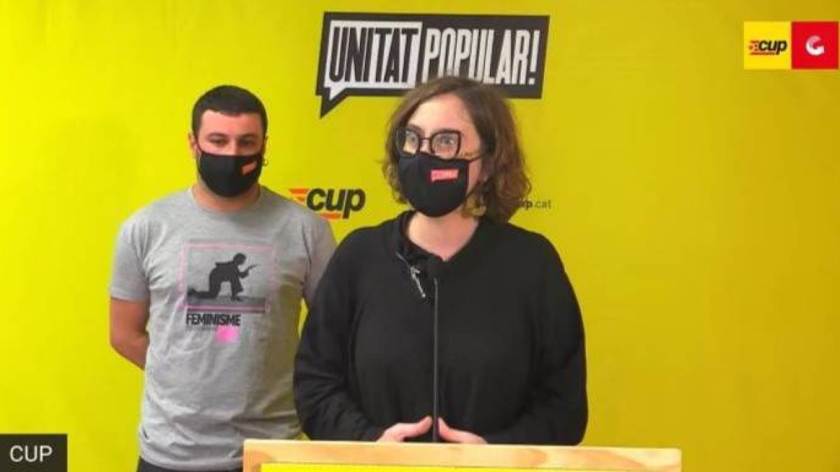 Los portavoces de la CUP, este viernes.